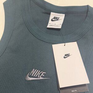 Nike Women's Slim Fit Ribbed Tank Top - Slate Blue/Green